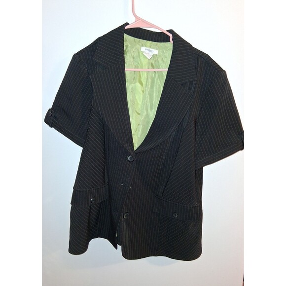 Dressbarn Pinstripe Short Sleeve 3 Button Blazer Sz 18W - Picture 1 of 3